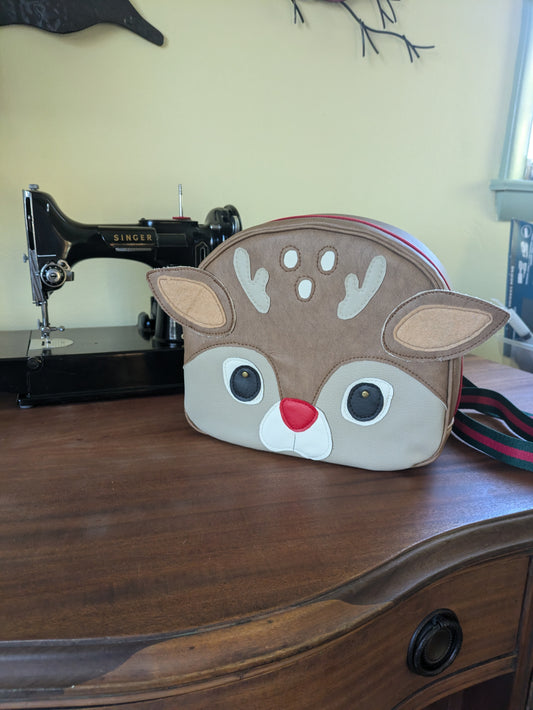 Reindeer Crossbody/Convertible Backpack Bag – Holiday Purse with Festive Charm